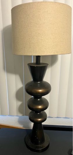 Tall Table Lamp with Linen Drum Shade