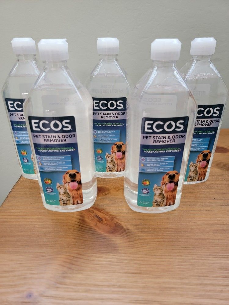 5x NEW 32oz Bottles Of Ecos Pet Stain And Oder Remover