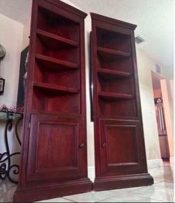 Pair Of Corner Bookshelves