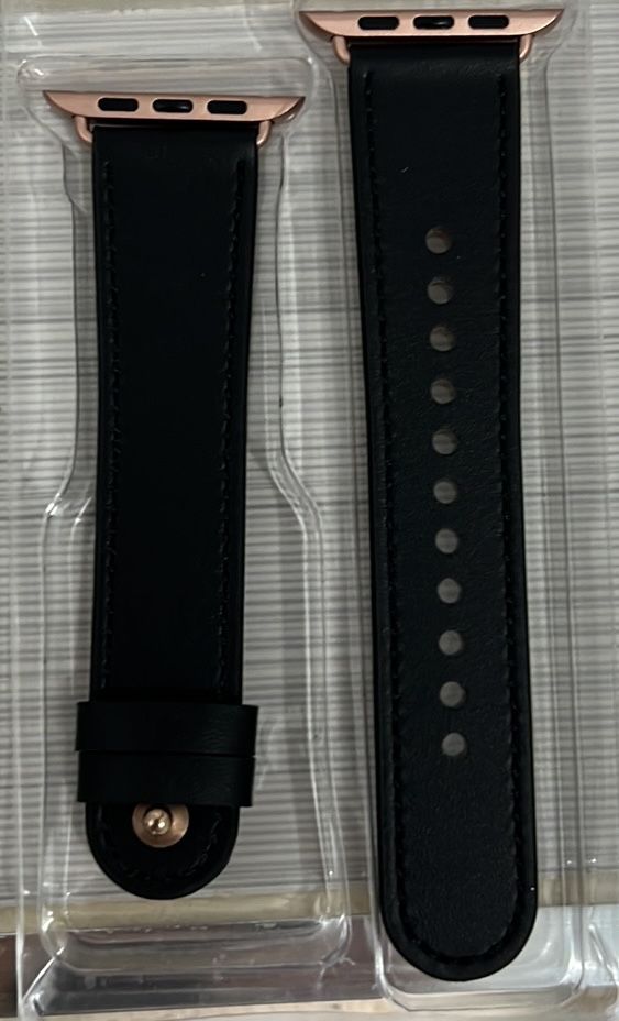 Leather Apple Watch Band 44 Mm – 42 Mm Black Rose Gold