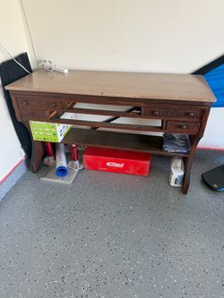 Wood Console Table with Marble Top