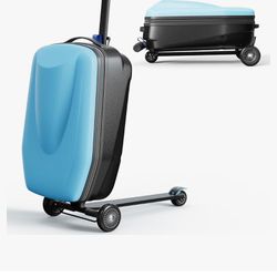 TABU 21" 3-D Hardshell Scooter Suitcase for Kid & Adult, Foldable Carry-on Scooter Luggage for Age 4-15, Multifunctional Ride On Lightweight Luggage w