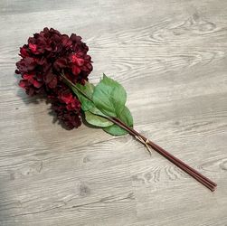 Faux Hydrangea Flowers Deep Red (3 Stalks)