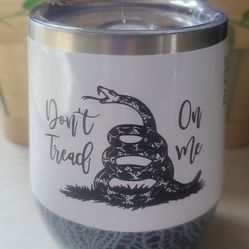 PURE Drinkware " Don't tread on me " Stainless Steel Stemless Wine Glass 12oz
