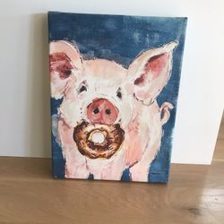 Pig with Donut Giclee 