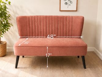 Modern Rose Suede Loveseat – Excellent Condition