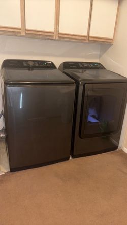 Samsung washer and dryer black stainless steel set