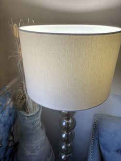 Glass Floor Lamp Silver Trim/ 60.00 - Must Pick Up 