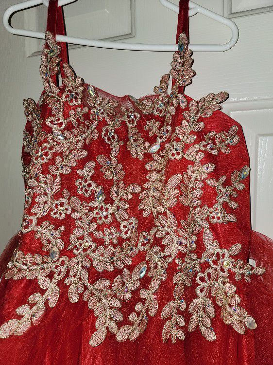 Red Brides Maid Dresses/adult Size 12,teen Size L,child Size 12