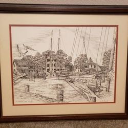 Framed and matted sketch of St Michael's Md 670/850 signed mint condition smoke free pet free kid free home