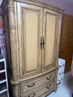 Large Wood Armoire with Drawers