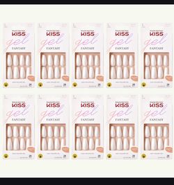 10 Of KISS Gel Fantasy Collection Sculpted Fake Nails Manicure Set, True Color', with Nail File and Glue & 28 Glue-On Nails