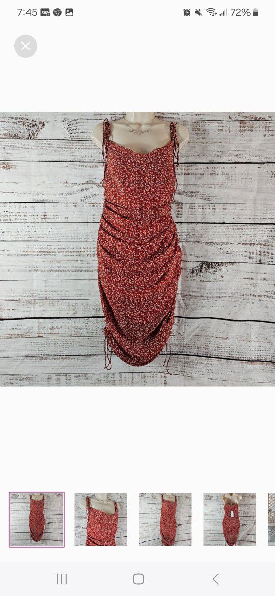 Vici Gorgeous Red Floral Midi Dress 