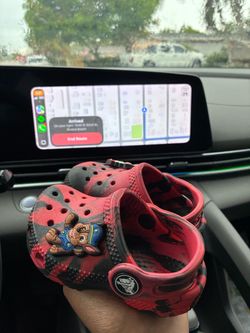 Kids Crocs Clogs Red Black Camo with Jibbitz
