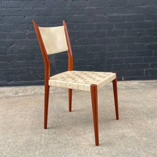 Mid-Century Modern Leather Woven Desk Side Chair by Paul McCobb, c.1950’s - Delivery Available