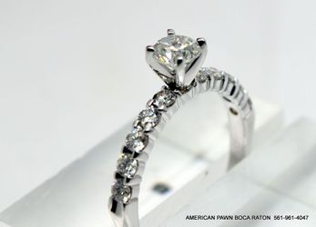 14K White Gold Round Natural14K White Gold Round Natural Diamond Solitaire Engagement Ring size 6.5