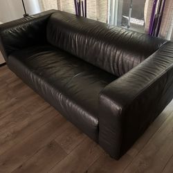 Black Leather IKEA couch 