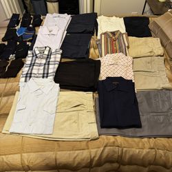 Moving out sale: men pants, suits, shirts, socks, jackets, etc.