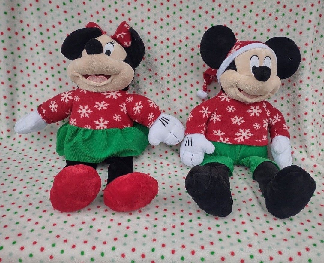 24" Disney's Mickey & Minnie Mouse Christmas Themed Beanie Butt Elves On A Shelf