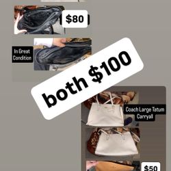 Micheal Khors Black Tote bag and Coach White Leather Purse