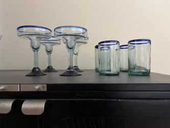 Glasses handmade Mexican 4 x Margaritta 4 x drink Mexico