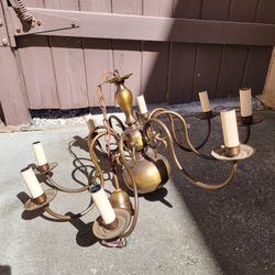 Vintage Dutch or Flemish Brass Chandelier