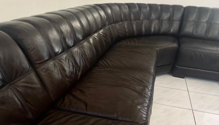 Dark Brown Leather Sectional Sofa