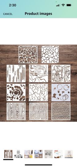 10 Pcs Stencils for Painting Modern Wall Texture Stencil 6 x 6 Inch Reusable DIY Patterns Stencils Marble Crackle Background Spray Paint Art Stencils 
