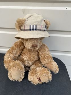 Burberry Fragrance Stuffed Teddy Bear Plush 2006 Nova Check Rain Hat 11”