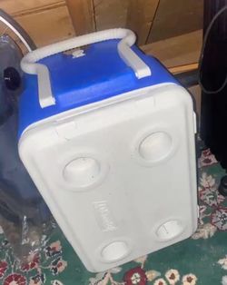 Ice chest with handle and rollers