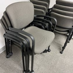 HAWORTH IMPROV STACKING GRAY CHAIRS ON WHEELS