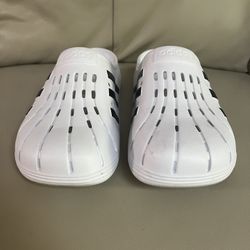 Adidas Size 11 M Adilette White Black Clogs Slides Sandals Men`s Shoes