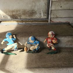 Vintage HOMCO Home Interiors Metal Football Players Wall Hangings  1976