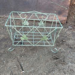 Vintage Metal Magazine Rack With Ivy Details