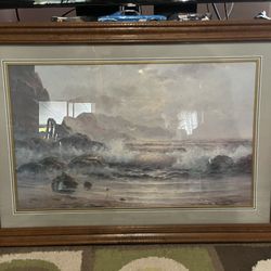 Scenery Landscape Painting With Wooden Frame