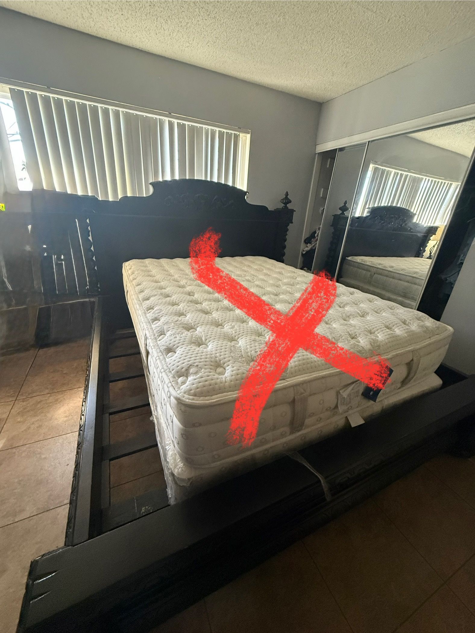 King Brown Wood Bed Frame