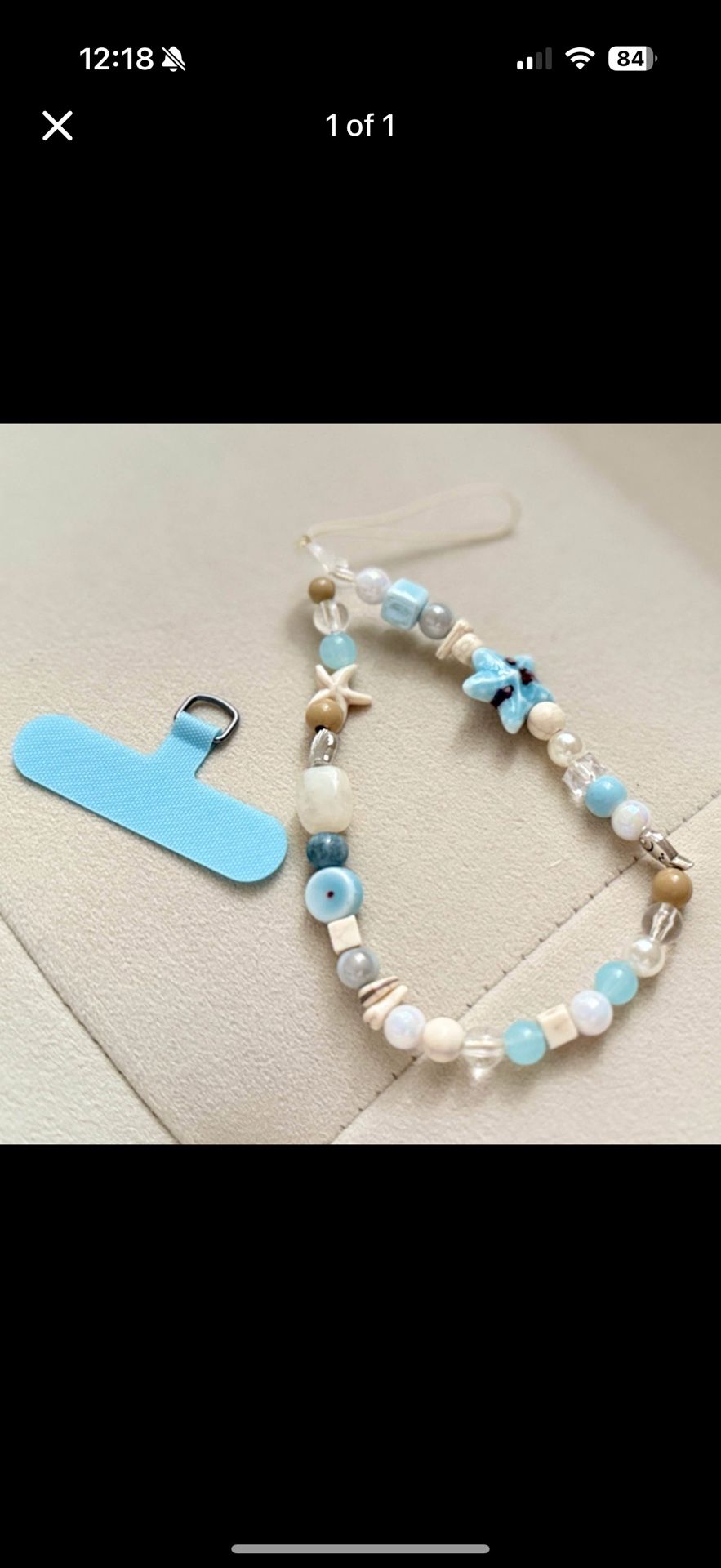 Beach-Themed Beaded Phone Charm Strap