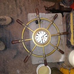 Chelsea Ship Wheel. Clock. Brass