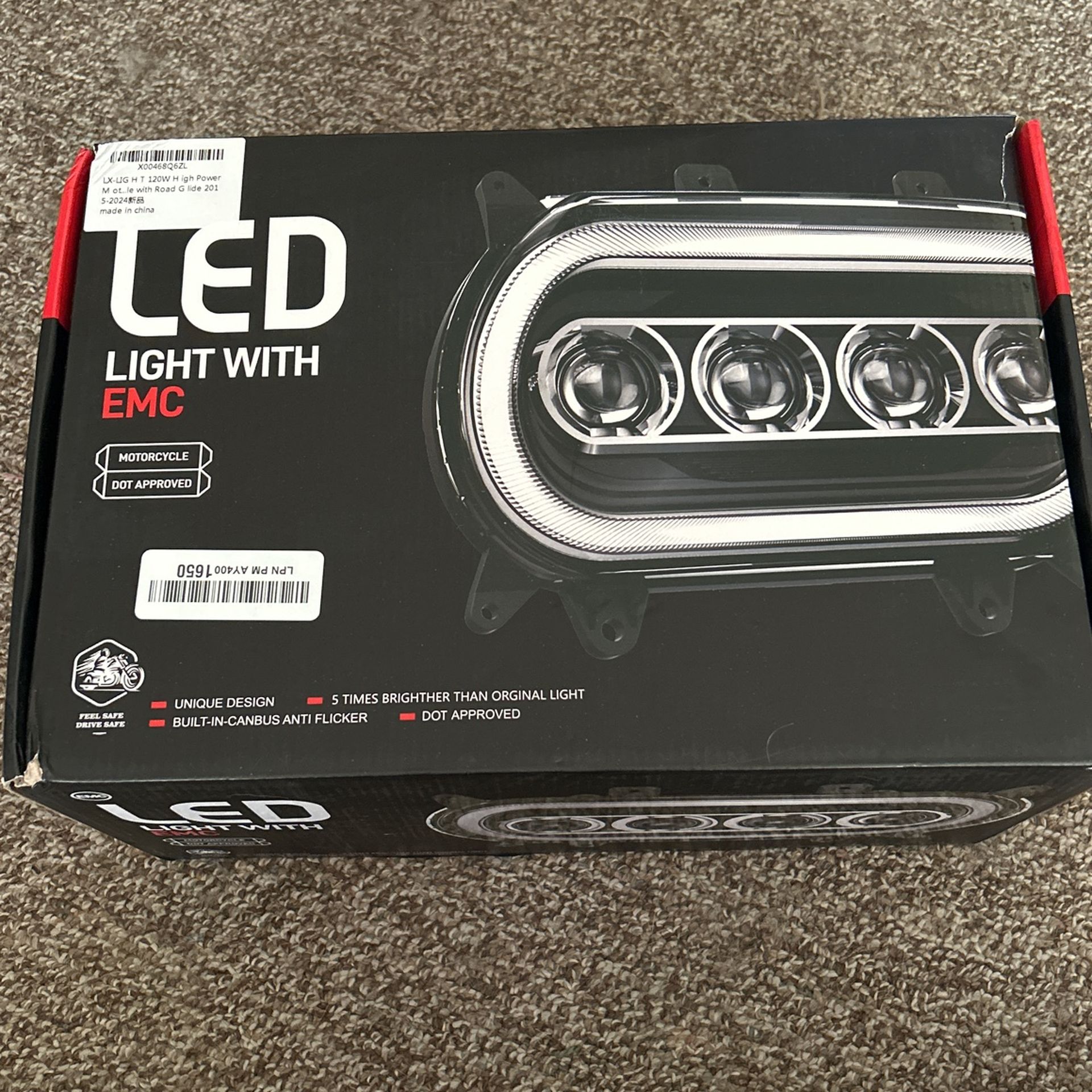 LX-LIGHT 120W High Power Motorcycles LED Headlight with DRL EMC Compatible with Road Glide 2015-2024