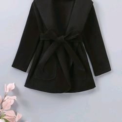 Toddler Girls Shawl Collar Pocket Front Belted Teddy Coat 110/4-5Y