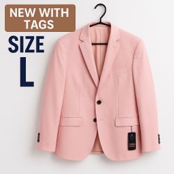 Men’s Pink Slim Fit Suit Blazer Jacket – Size L (190/54) Wedding Prom 2 Button