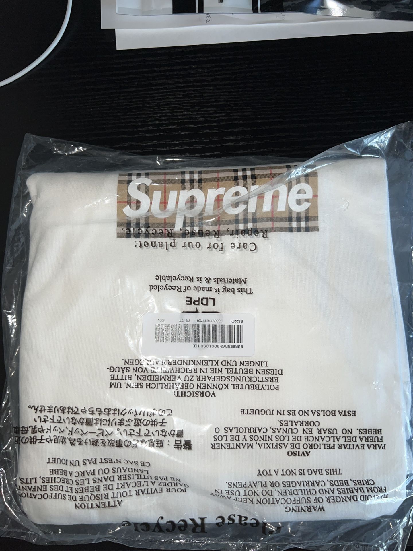 Supreme Burberry Box Logo Tee XXL