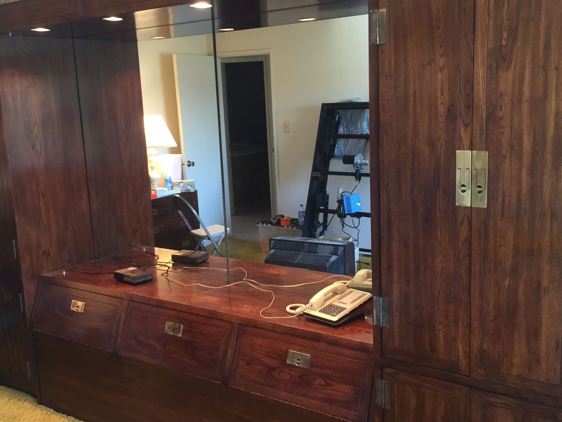 Mid-Century Hernedon King Light Bridge and Storage headboard