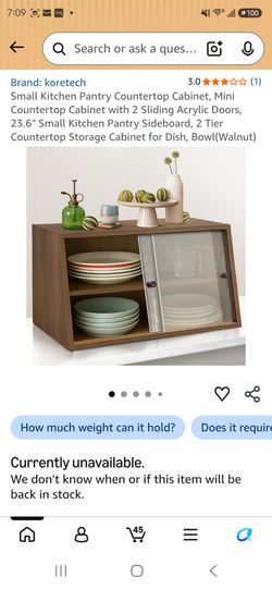 Koretech Small Kitchen Pantry Countertop Cabinet