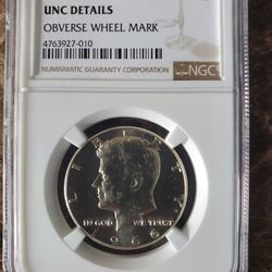 1966 Unc Details Kennedy Half Dollar.