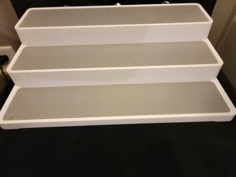 Non Slip 3 Tier Spice Rack Step Shelf Organizer Kitchen Cabinet Cupboards Pantry