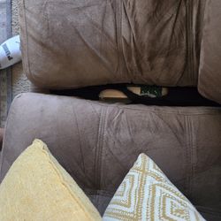 "Brown Microfiber Sofa Set (3+2) - Needs Repair - $80 OBO - Must Pick Up"