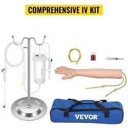 VEVOR Intravenous Practice Arm Kit Made of PVC, Latex Material Phlebotomy Arm with Infusion Stand, Practice Arm for Phlebotomy with a Storage Handbag,