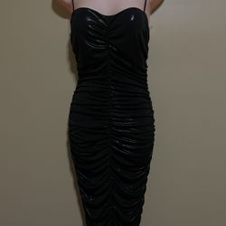Black Ribbed Tight Dress 