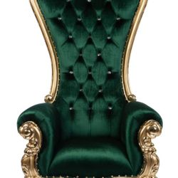 Emerald Green Velvet And Gold Throne Chair